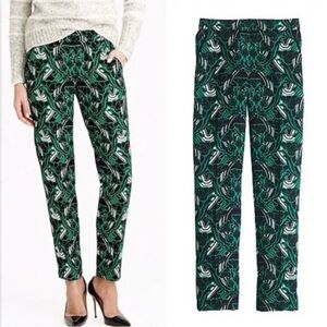J. Crew Retro Floral Tuxedo Pants B8364 green cream black Size 12